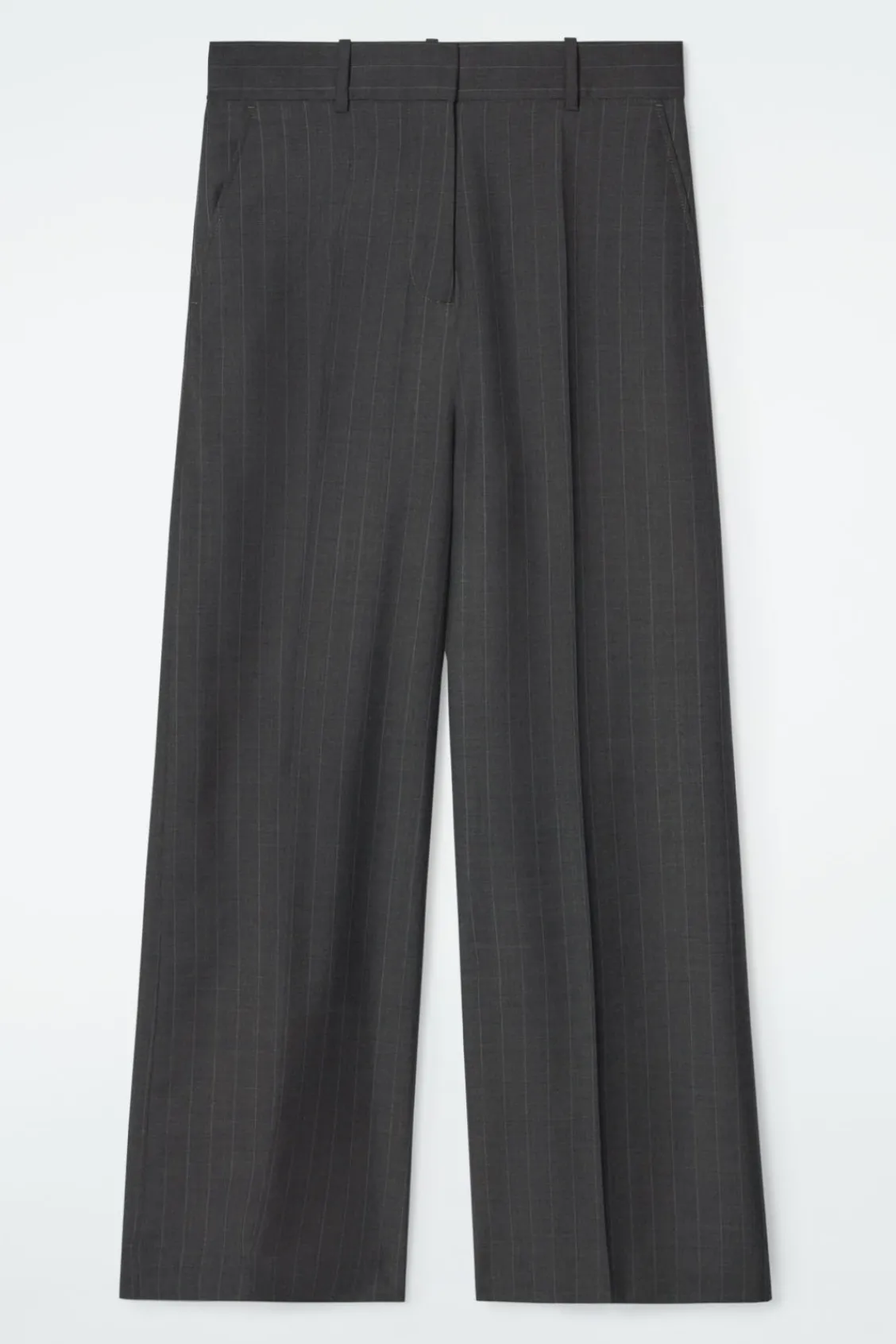 COS REGULAR PINSTRIPED WOOL WIDE-LEG PANTS-Women Vests & Tailoring | Pants