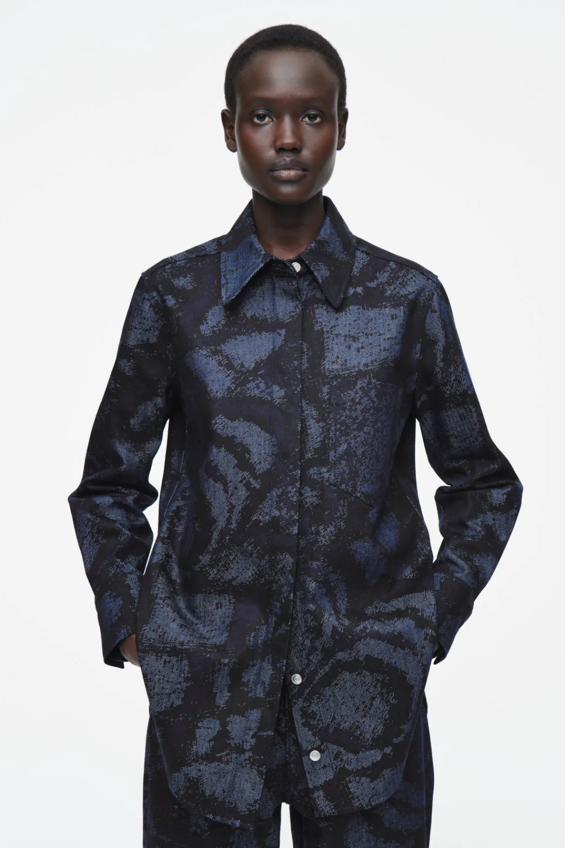 COS REGULAR PRINTED DENIM SHIRT-Women Shirts & Blouses | Tops