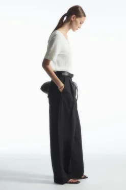COS REGULAR V-NECK LINEN T-SHIRT-Women Tops | T-Shirts