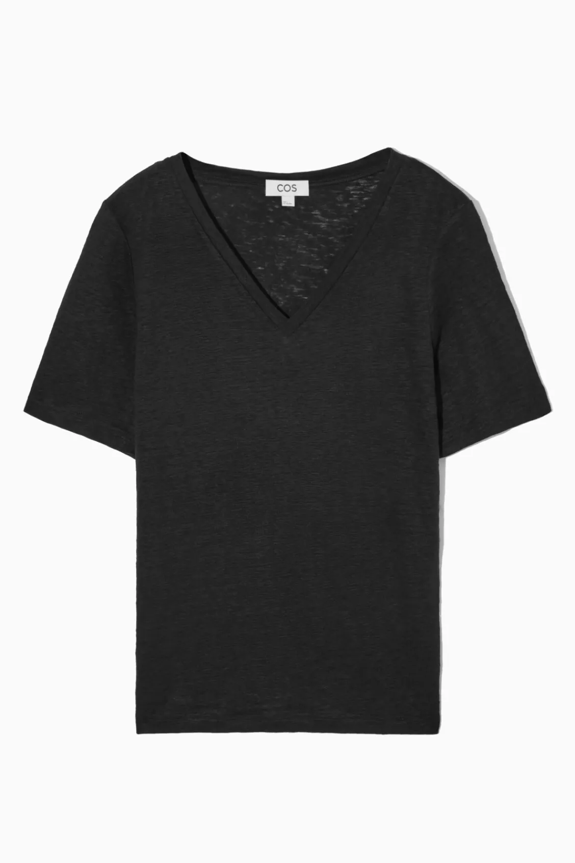 COS REGULAR V-NECK LINEN T-SHIRT-Women T-Shirts | Tops