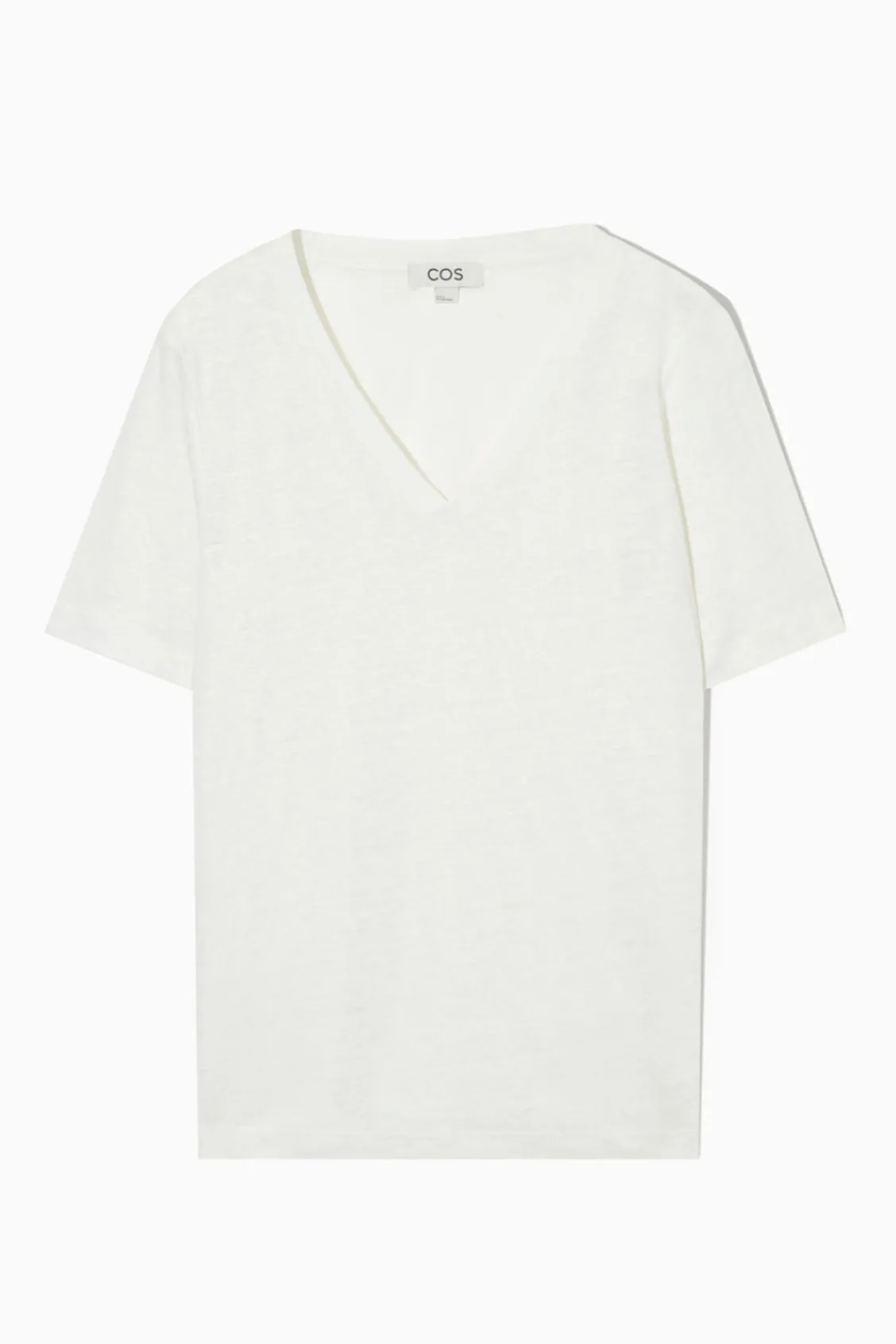 COS REGULAR V-NECK LINEN T-SHIRT-Women Tops | T-Shirts