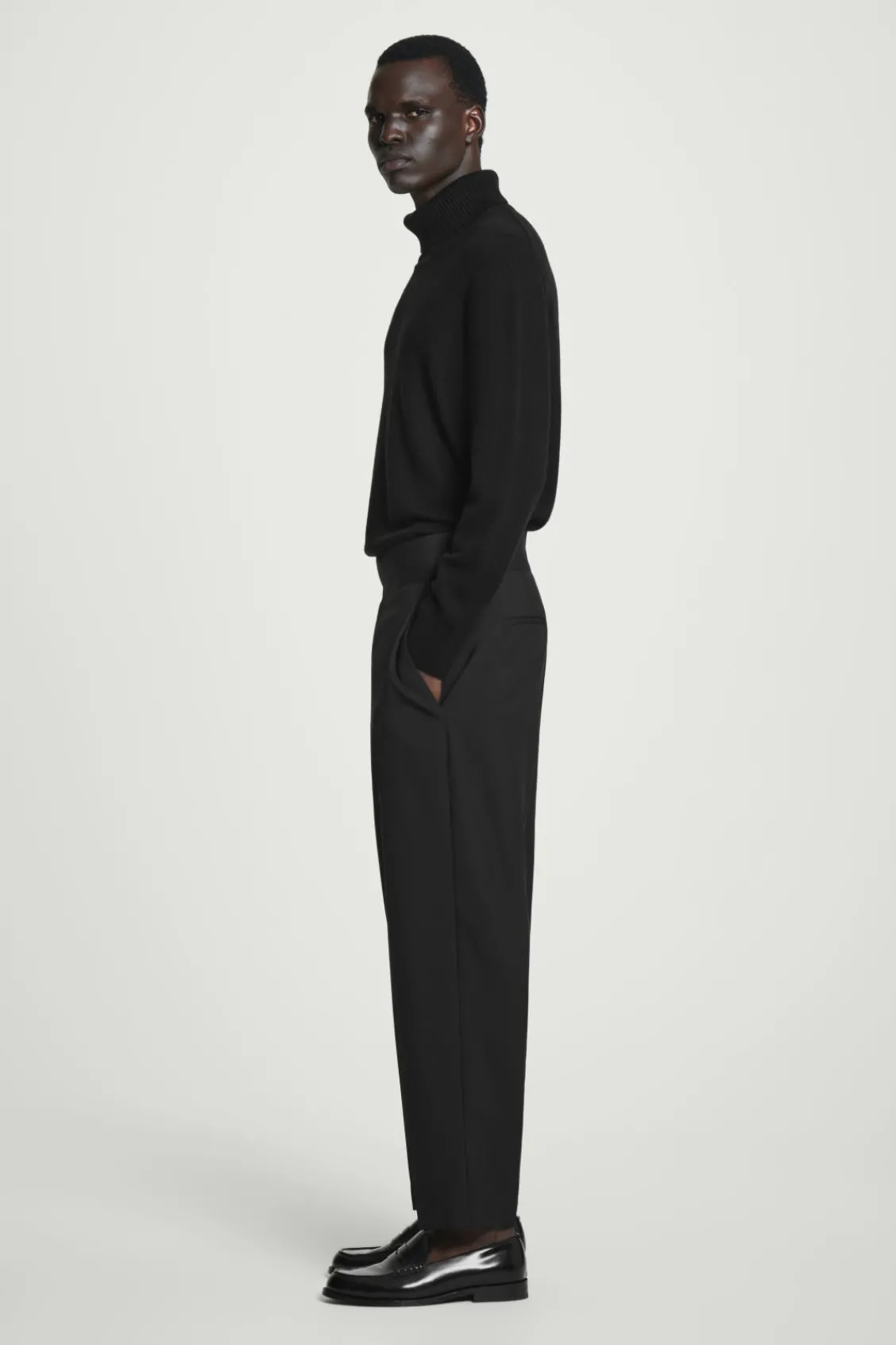 COS RELAXED BELTED WOOL-HOPSACK TAPERED TROUSERS- Suits & Tailoring | Pants