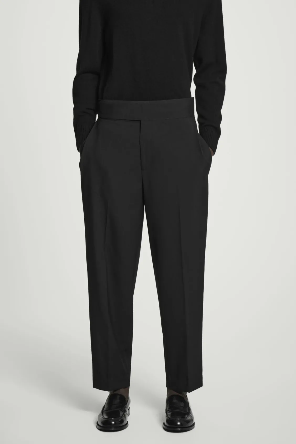 COS RELAXED BELTED WOOL-HOPSACK TAPERED TROUSERS- Suits & Tailoring | Pants