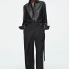 COS RELAXED BELTED WRAP-FRONT WOOL PANTS-Women Pants