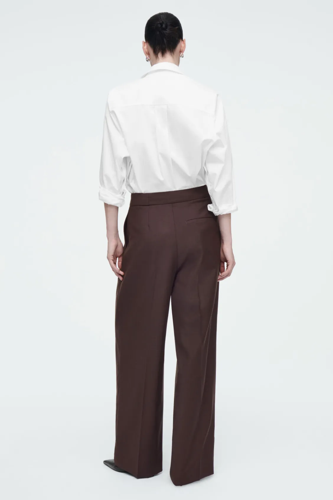 COS RELAXED BELTED WRAP-FRONT WOOL PANTS-Women Pants