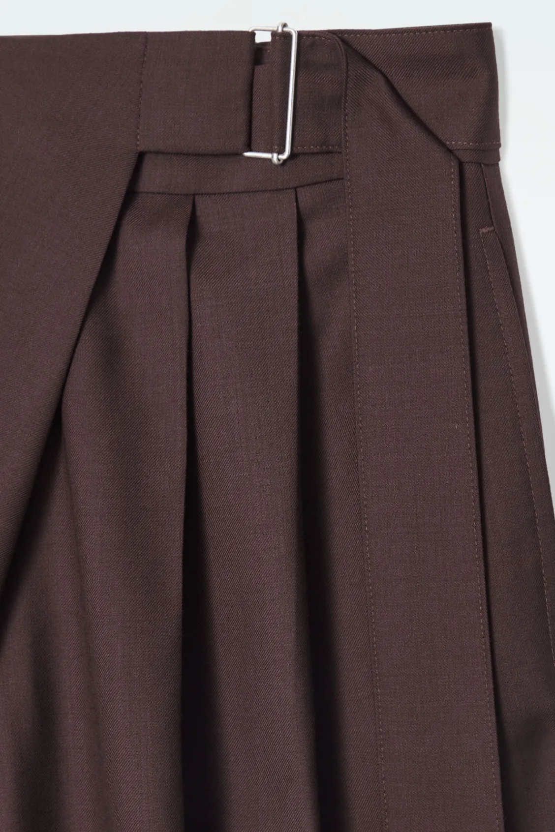 COS RELAXED BELTED WRAP-FRONT WOOL PANTS-Women Pants
