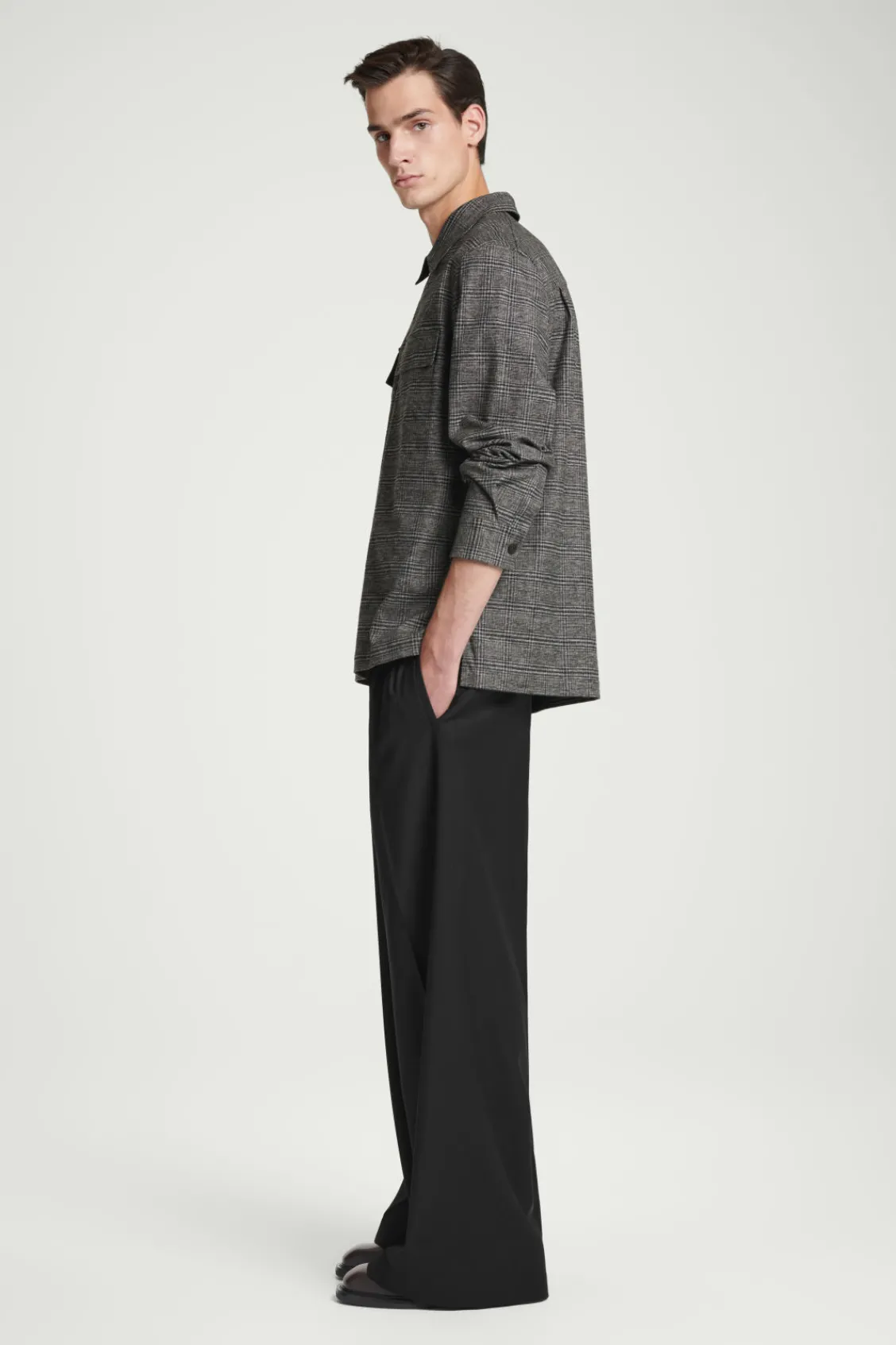 COS RELAXED CHECKED COTTON HALF-ZIP SHIRT- Shirts