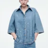 COS RELAXED EMBELLISHED DENIM SHIRT-Women Shirts & Blouses | Tops