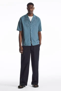 COS RELAXED FLORAL EMBROIDERED SHORT-SLEEVED SHIRT- Shirts