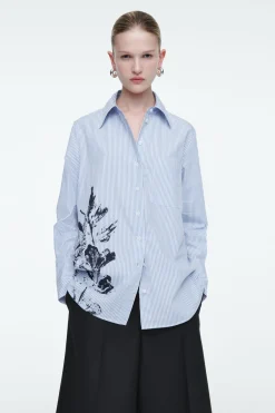 COS RELAXED FLORAL-PRINT STRIPED SHIRT-Women Shirts & Blouses | Tops