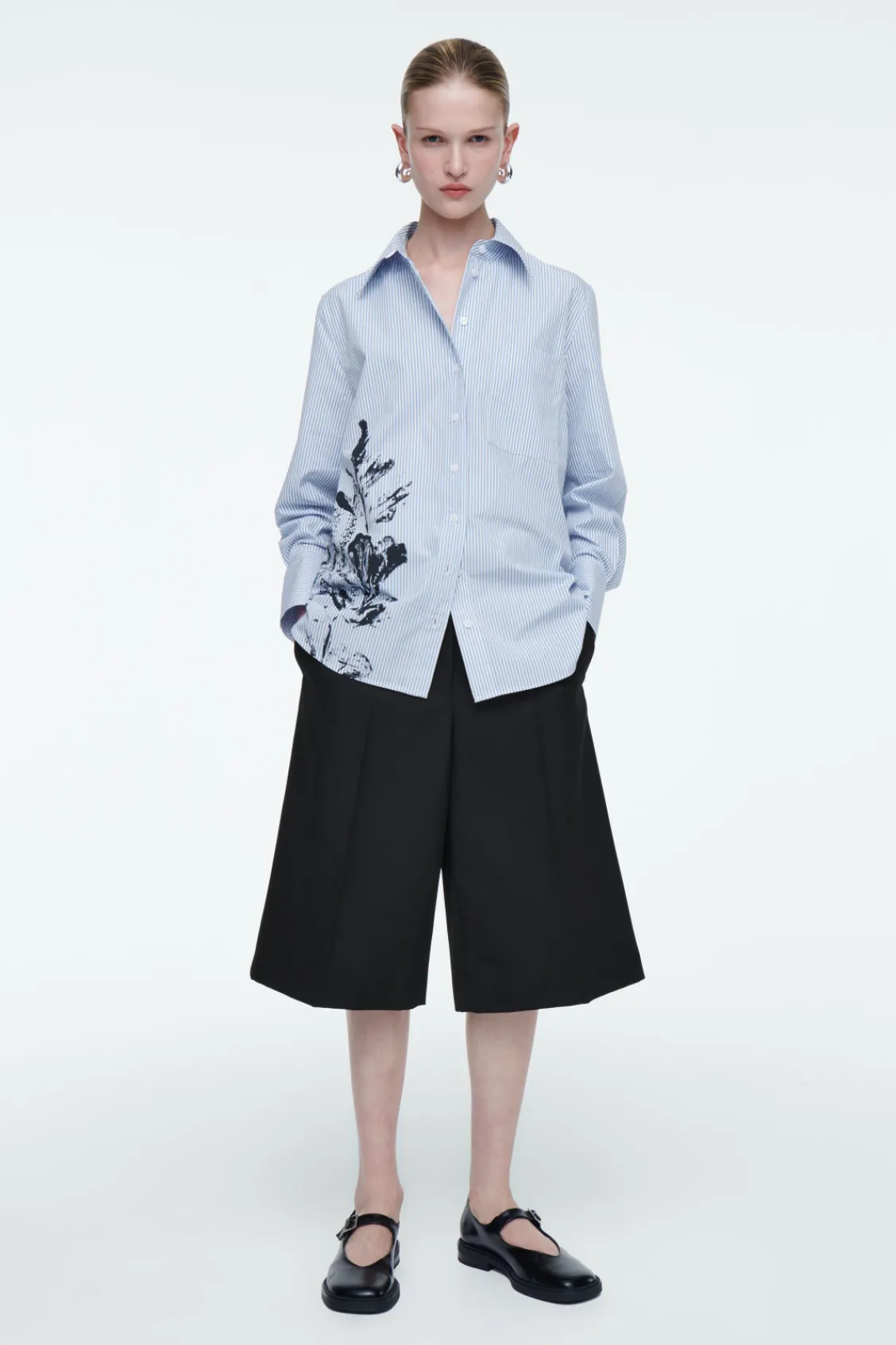 COS RELAXED FLORAL-PRINT STRIPED SHIRT-Women Shirts & Blouses | Tops