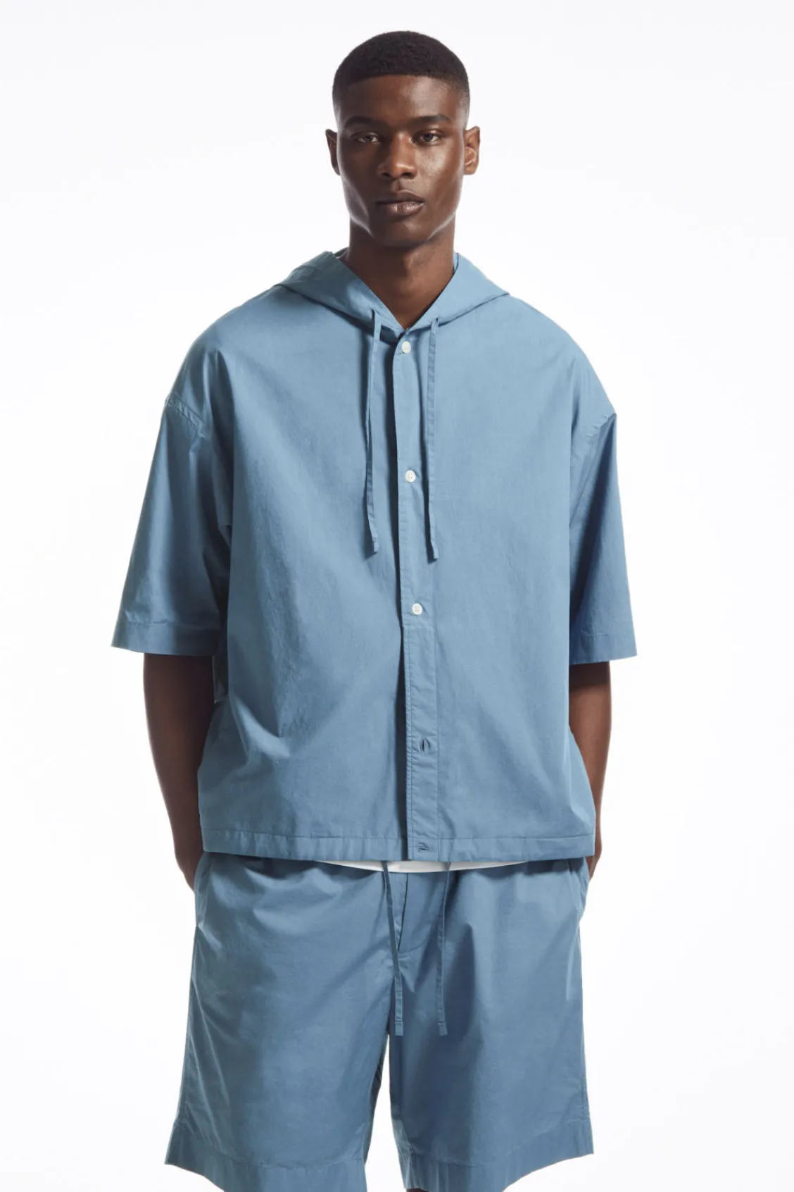 COS RELAXED HOODED COTTON SHORT-SLEEVED SHIRT- Shirts