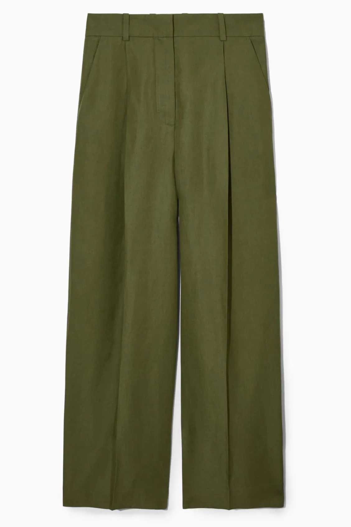 COS RELAXED LINEN-BLEND WIDE-LEG PANTS-Women Pants