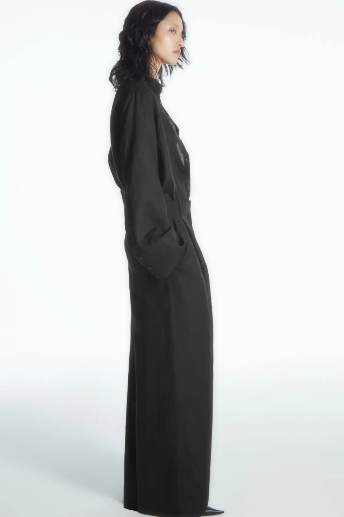 COS RELAXED LINEN-BLEND WIDE-LEG PANTS-Women Pants