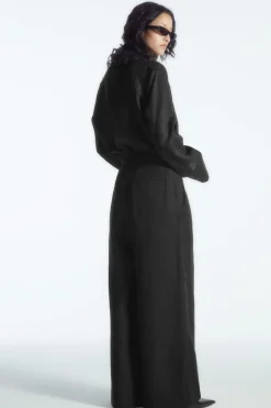 COS RELAXED LINEN-BLEND WIDE-LEG PANTS-Women Pants