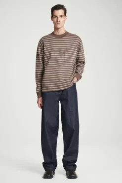 COS RELAXED MOCK-NECK COTTON LONG-SLEEVED T-SHIRT- T-Shirts
