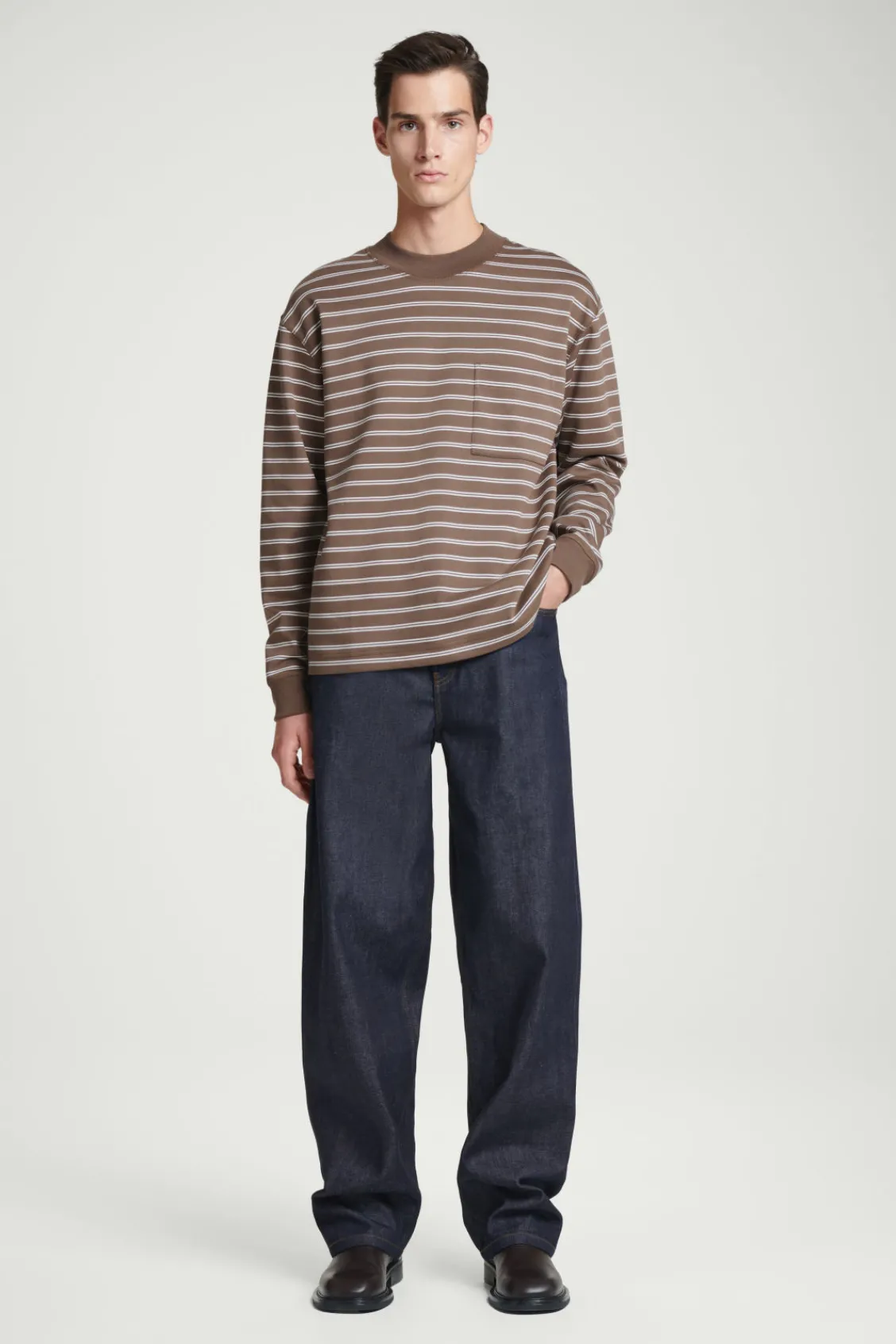 COS RELAXED MOCK-NECK COTTON LONG-SLEEVED T-SHIRT- T-Shirts