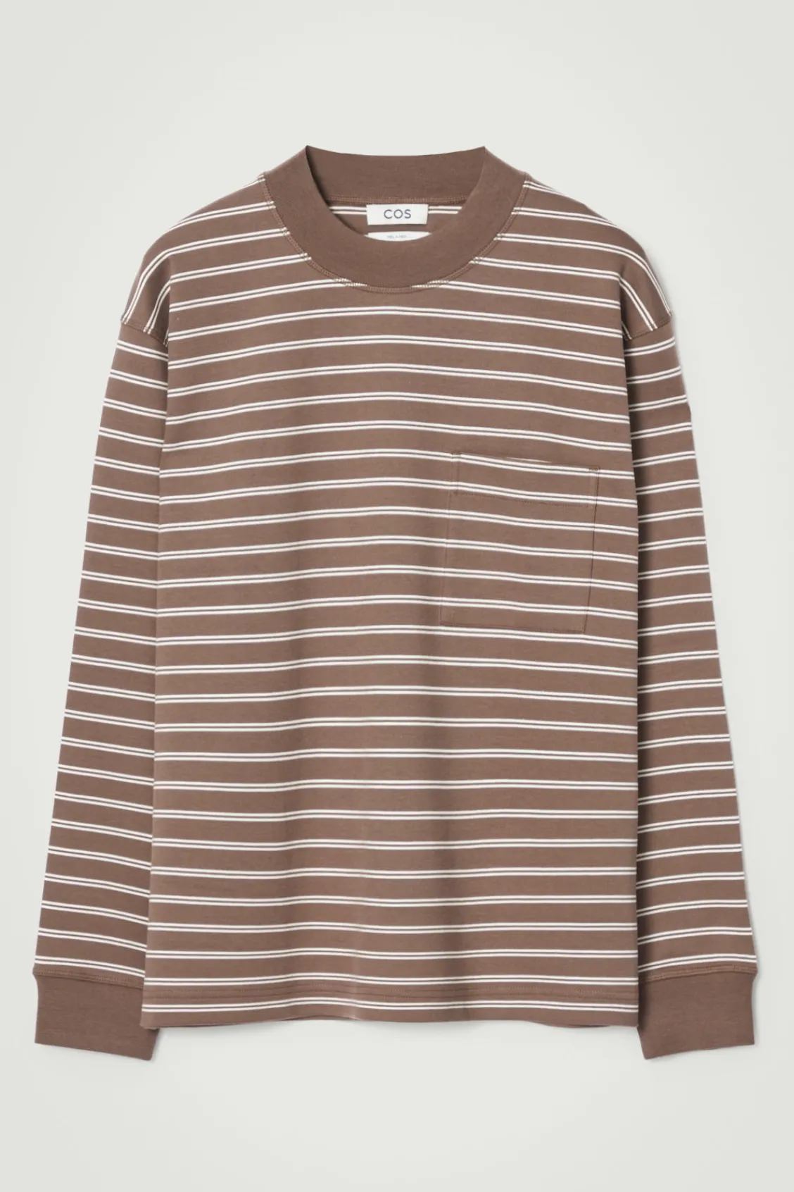 COS RELAXED MOCK-NECK COTTON LONG-SLEEVED T-SHIRT- T-Shirts