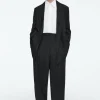 COS RELAXED PINSTRIPED BARREL-LEG PANTS-Women Vests & Tailoring | Pants