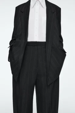 COS RELAXED PINSTRIPED BARREL-LEG PANTS-Women Vests & Tailoring | Pants