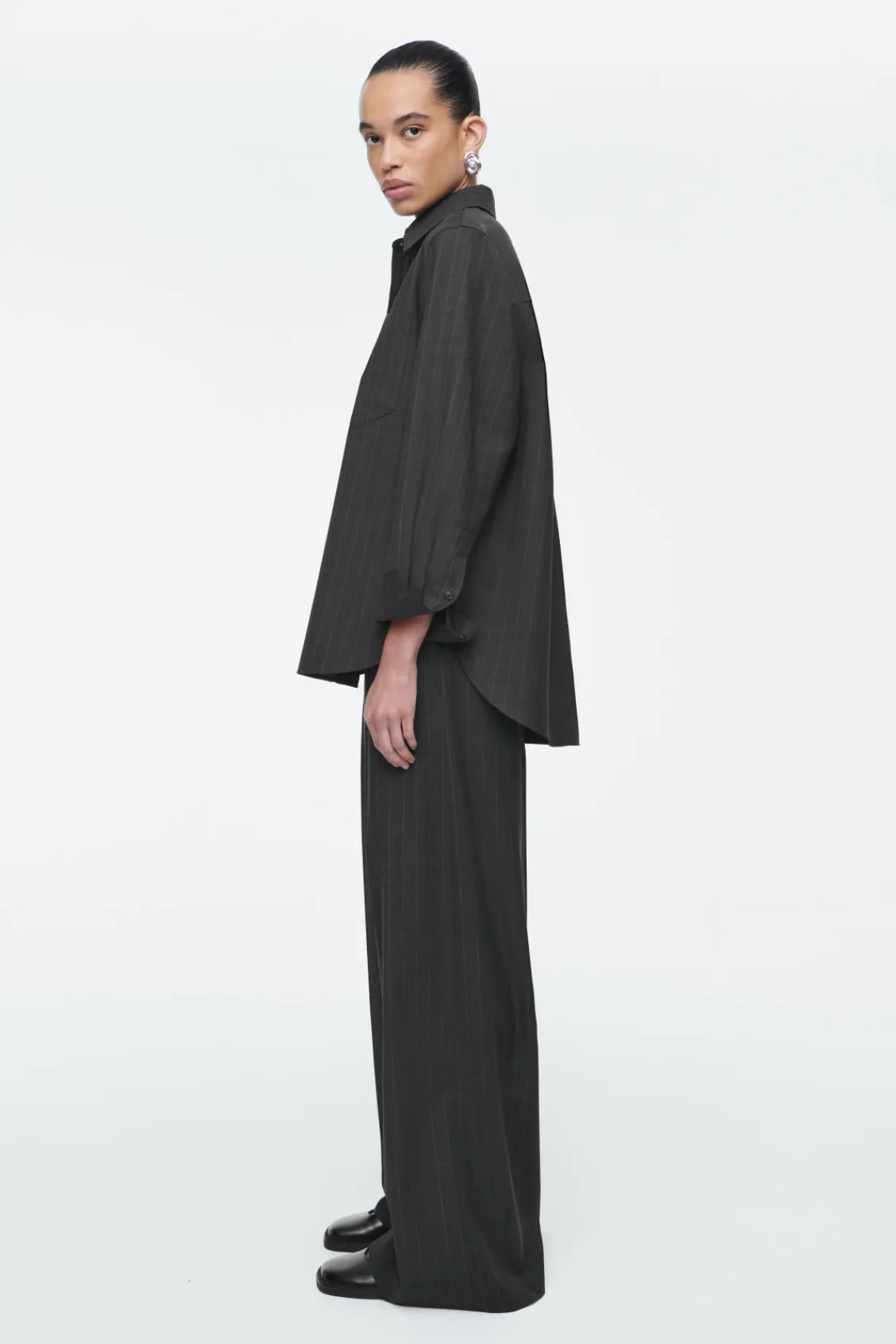 COS RELAXED PINSTRIPED WOOL SHIRT-Women Vests & Tailoring | Shirts & Blouses