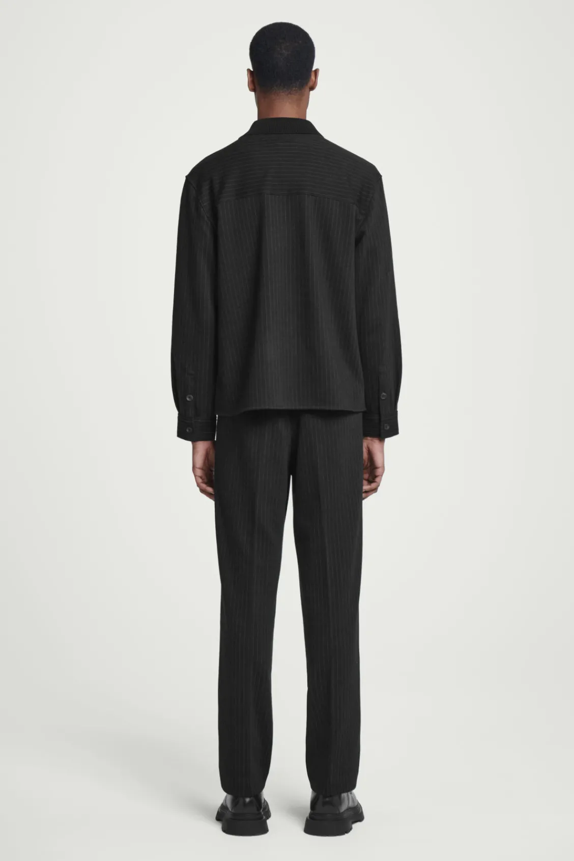COS RELAXED PINSTRIPED WOOL-BLEND JERSEY SHIRT- Matching Sets | Shirts