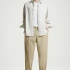 COS RELAXED PLEATED COTTON TAPERED PANTS- Pants