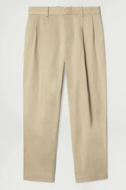 COS RELAXED PLEATED COTTON TAPERED PANTS- Pants
