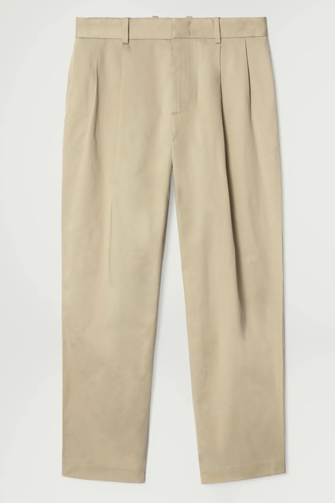 COS RELAXED PLEATED COTTON TAPERED PANTS- Pants