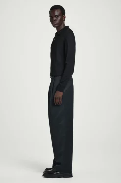 COS RELAXED PLEATED COTTON WIDE-LEG PANTS- Pants