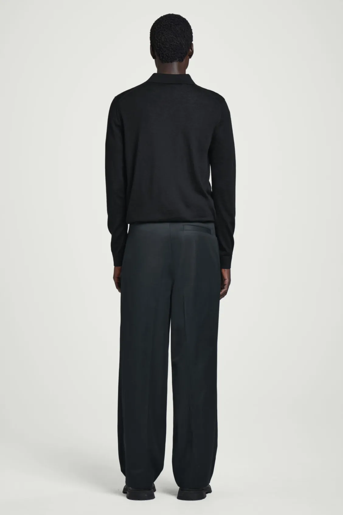 COS RELAXED PLEATED COTTON WIDE-LEG PANTS- Pants