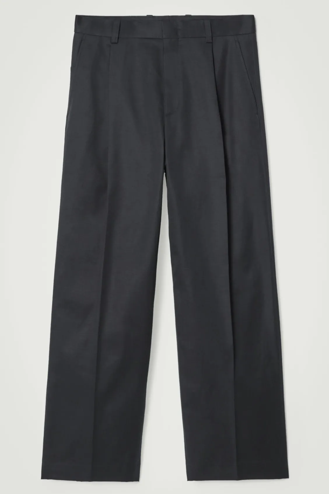 COS RELAXED PLEATED COTTON WIDE-LEG PANTS- Pants