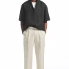 COS RELAXED PLEATED LINEN STRAIGHT-LEG PANTS- Pants