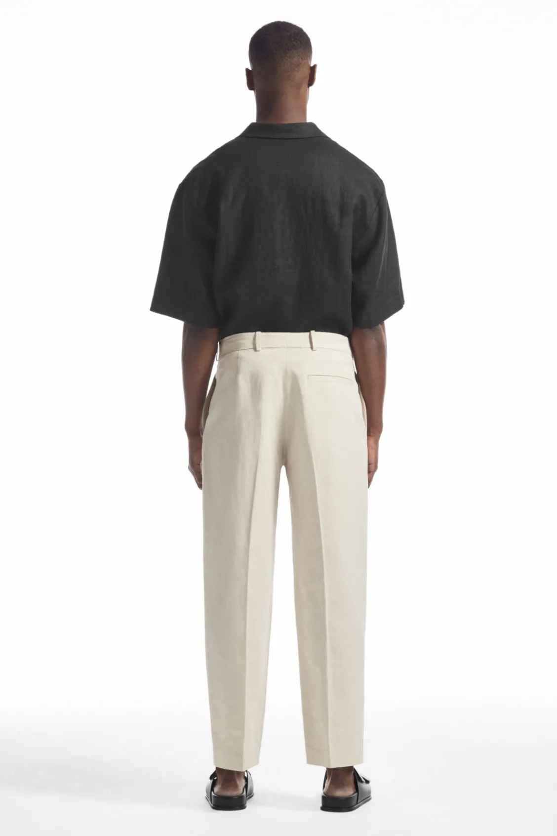 COS RELAXED PLEATED LINEN STRAIGHT-LEG PANTS- Pants