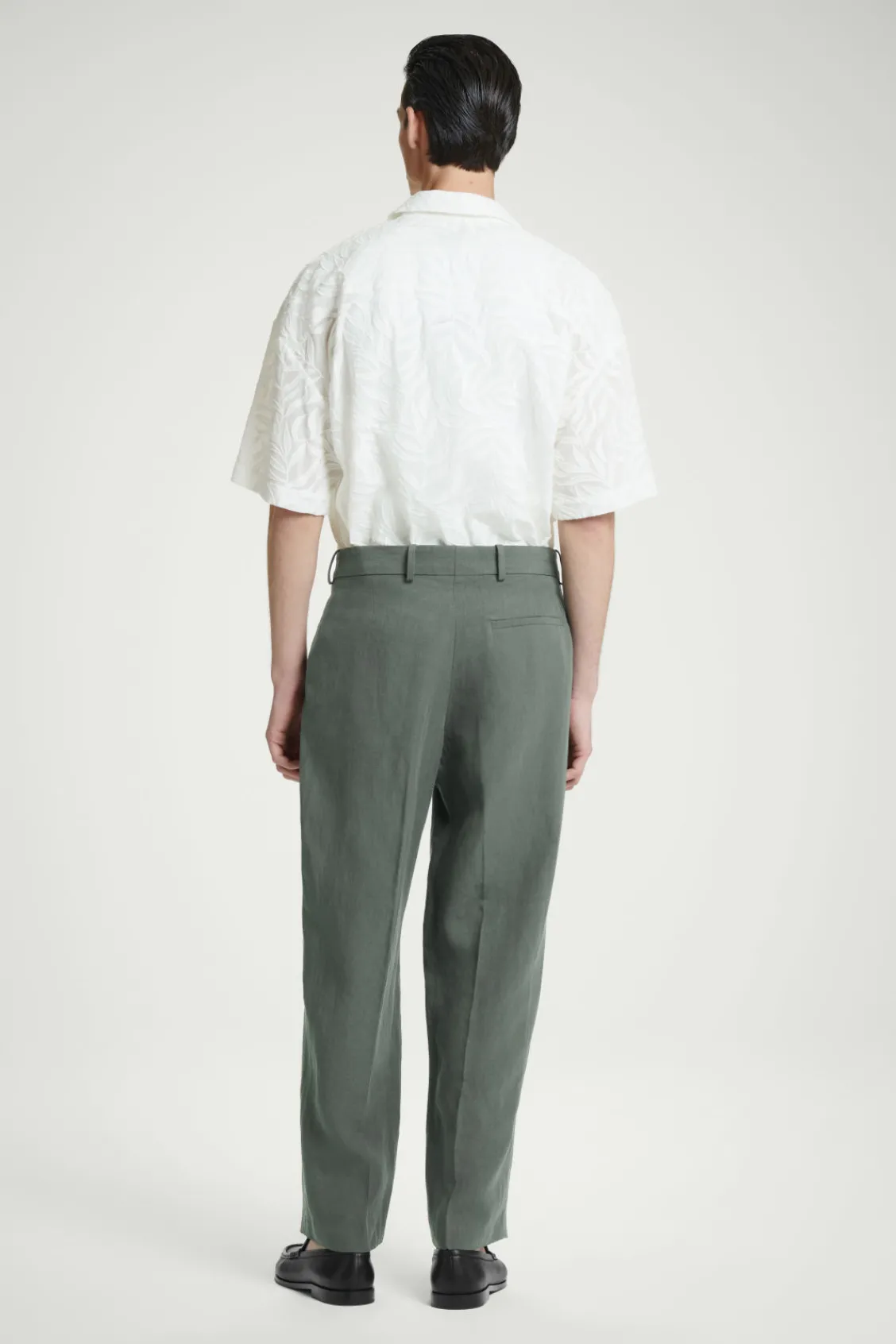 COS RELAXED PLEATED LINEN STRAIGHT-LEG PANTS- Pants