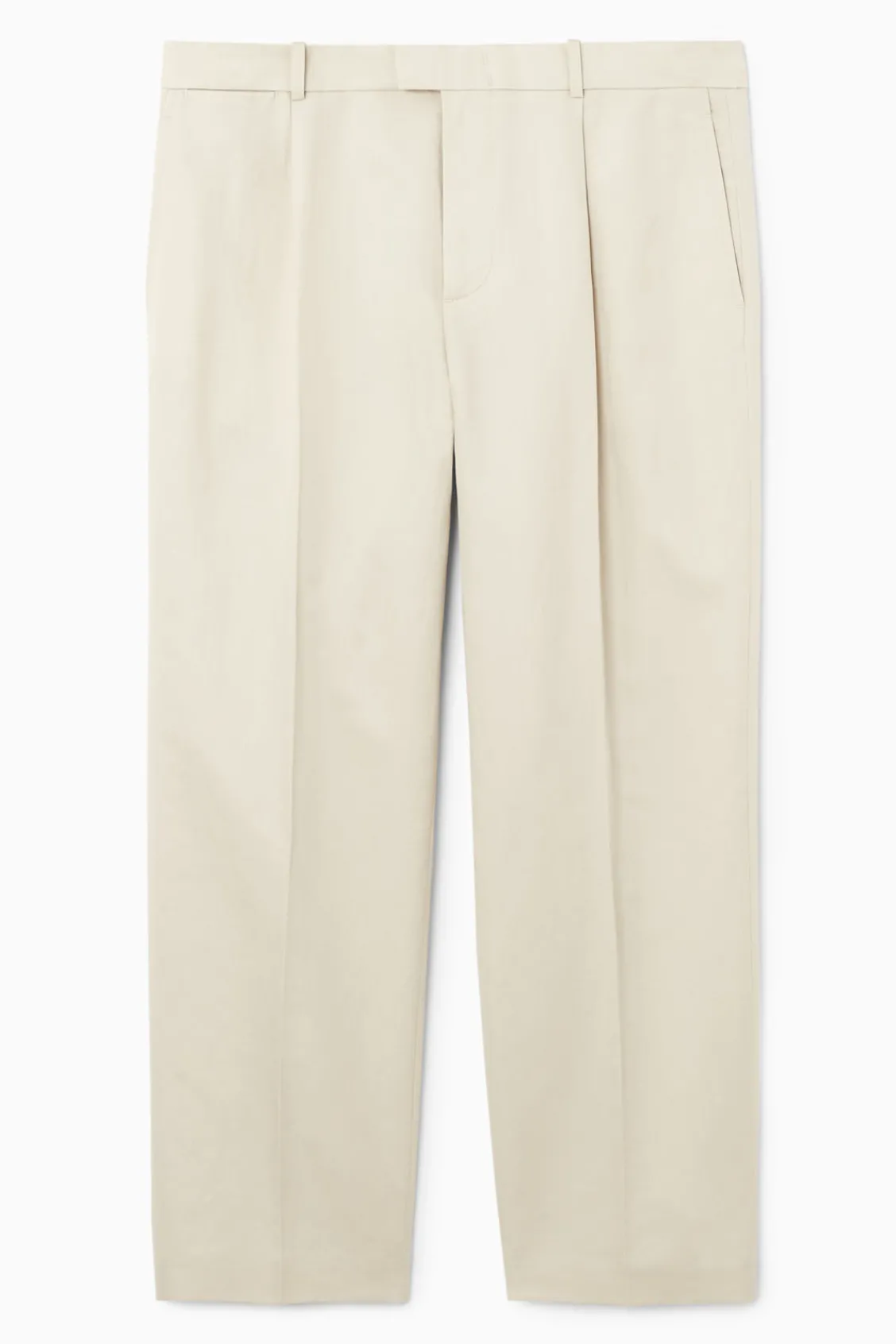 COS RELAXED PLEATED LINEN STRAIGHT-LEG PANTS- Pants