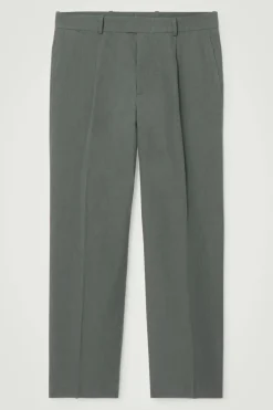COS RELAXED PLEATED LINEN STRAIGHT-LEG PANTS- Pants