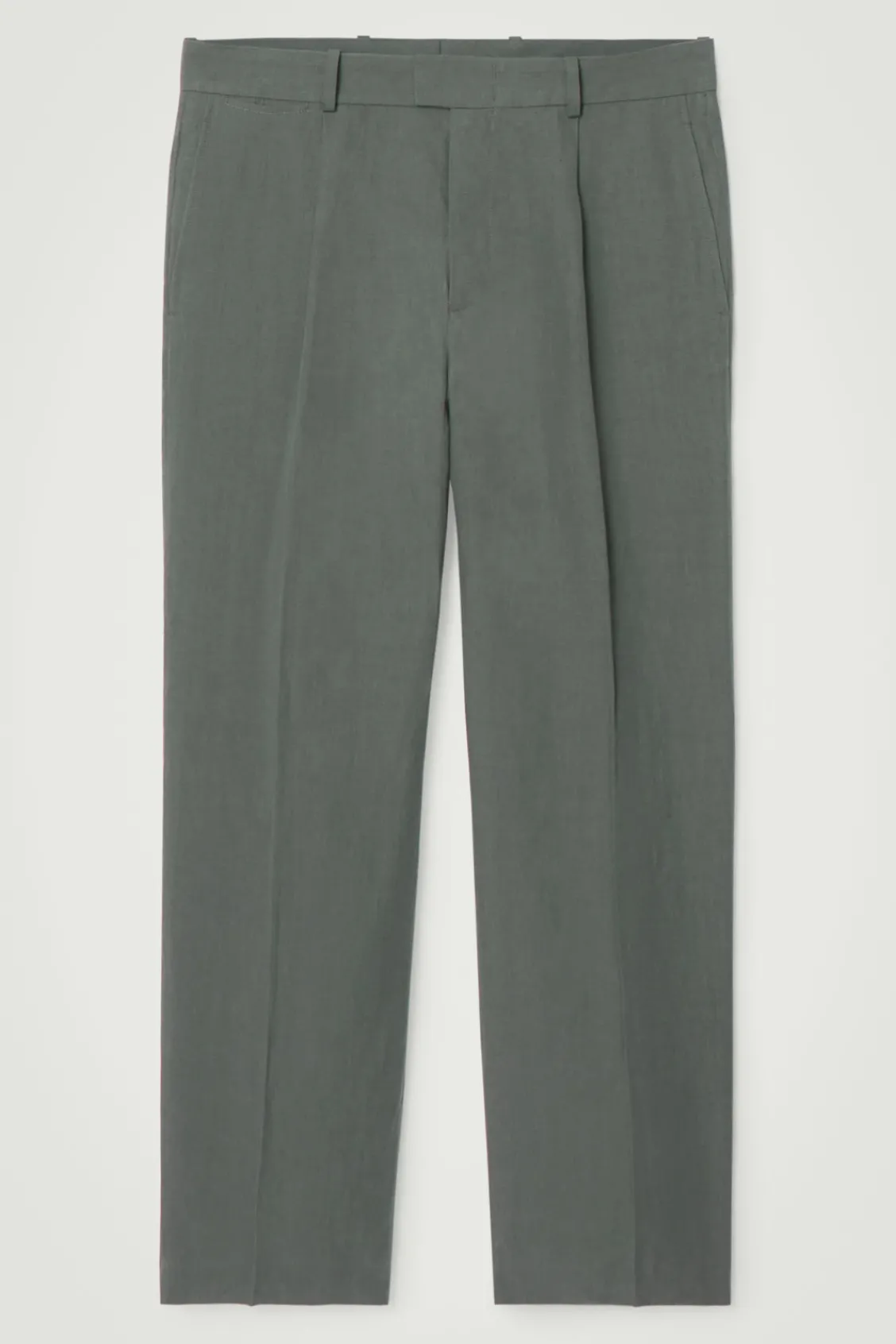 COS RELAXED PLEATED LINEN STRAIGHT-LEG PANTS- Pants