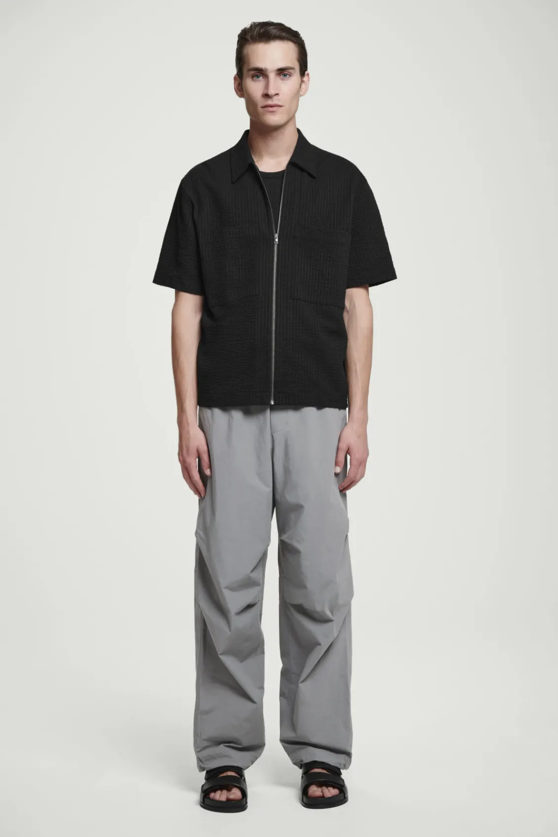 COS RELAXED SEERSUCKER COTTON ZIPPED SHIRT- Matching Sets | Shirts
