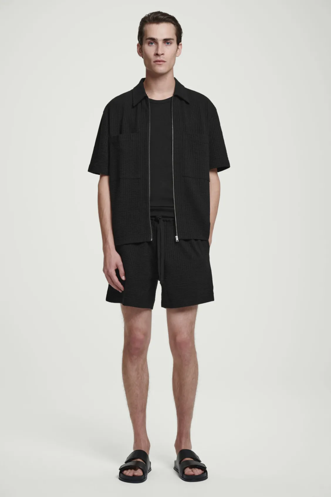 COS RELAXED SEERSUCKER COTTON ZIPPED SHIRT- Matching Sets | Shirts