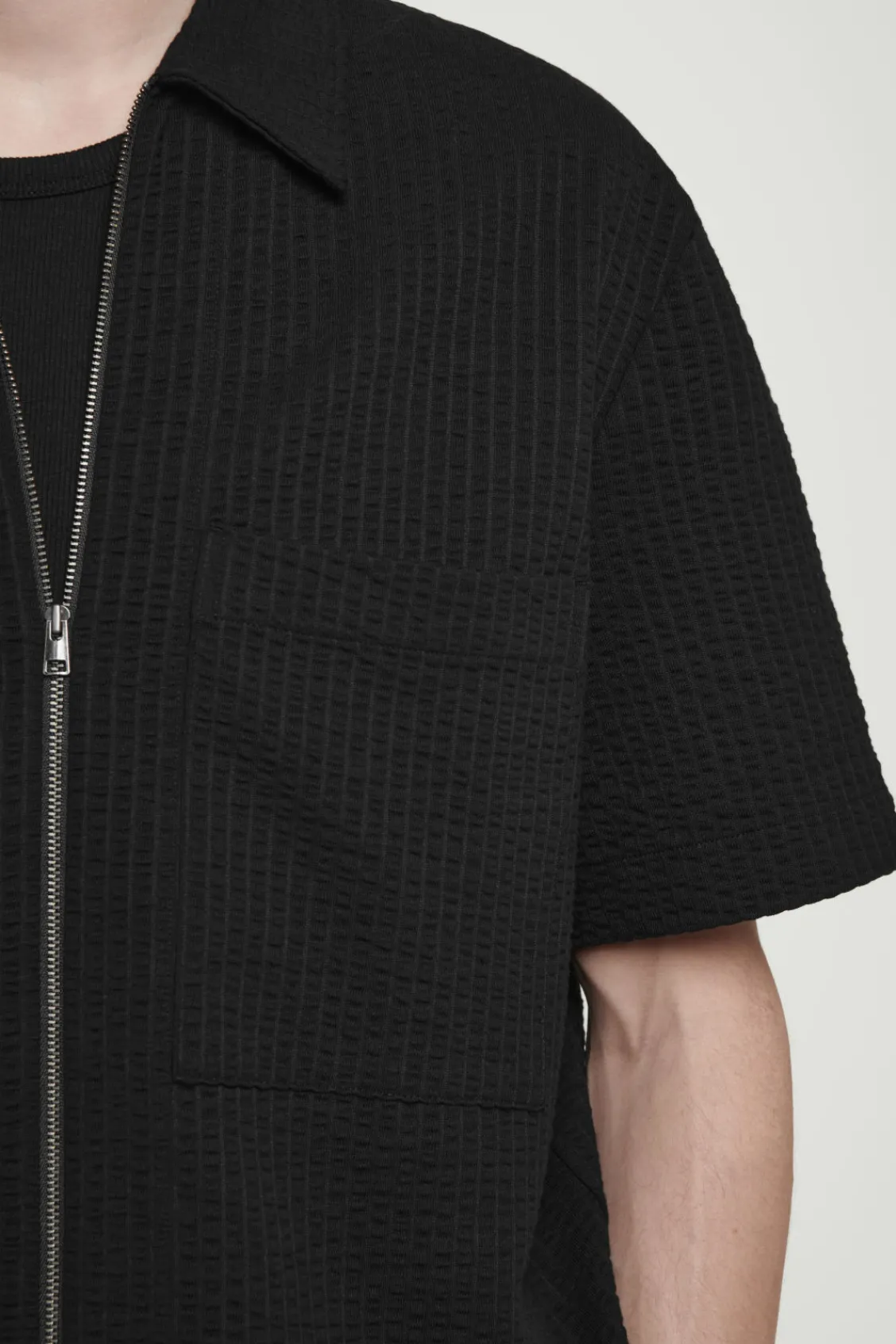 COS RELAXED SEERSUCKER COTTON ZIPPED SHIRT- Matching Sets | Shirts