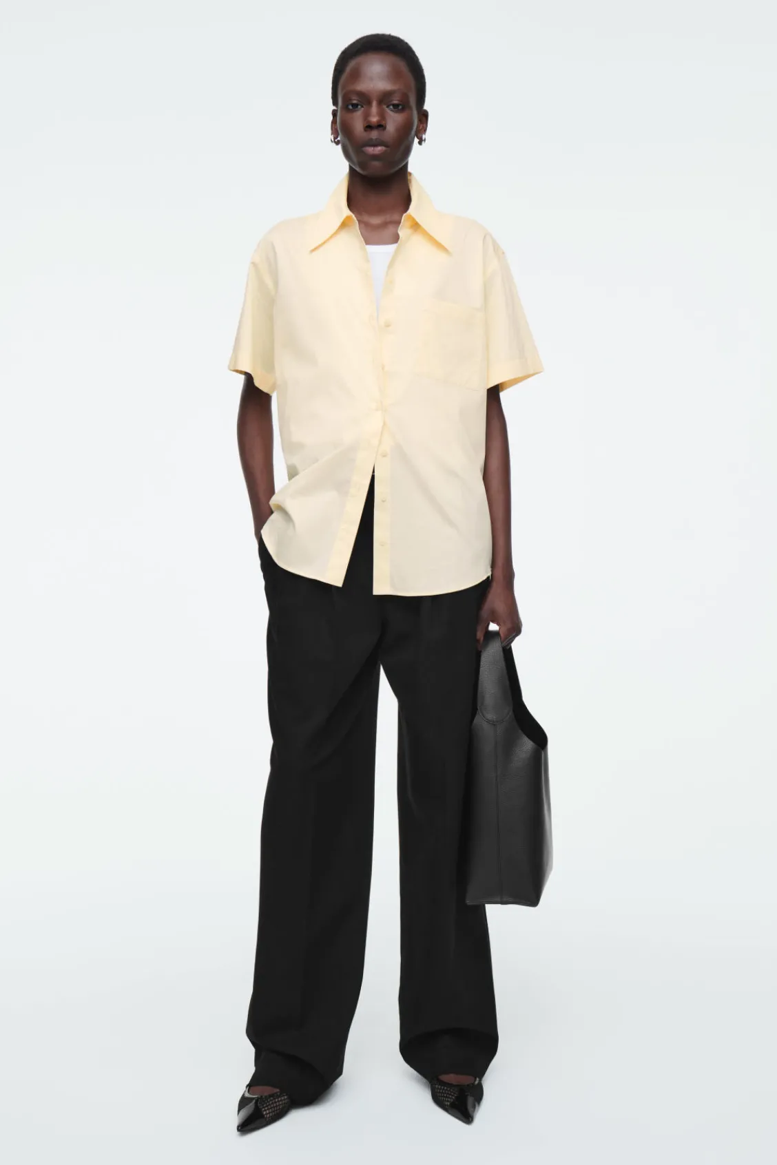COS RELAXED SHORT-SLEEVED COTTON SHIRT-Women Shirts & Blouses | Tops
