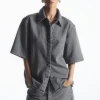 COS RELAXED SHORT-SLEEVED DENIM SHIRT-Women Shirts & Blouses | Tops