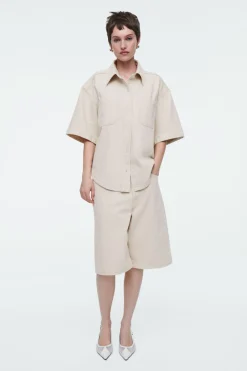 COS RELAXED SHORT-SLEEVED DENIM SHIRT-Women Shirts & Blouses | Tops
