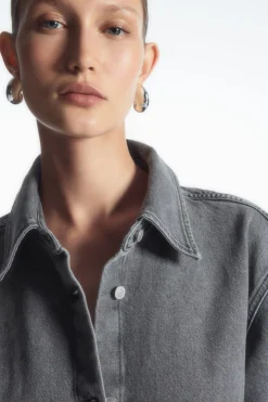 COS RELAXED SHORT-SLEEVED DENIM SHIRT-Women Shirts & Blouses | Tops