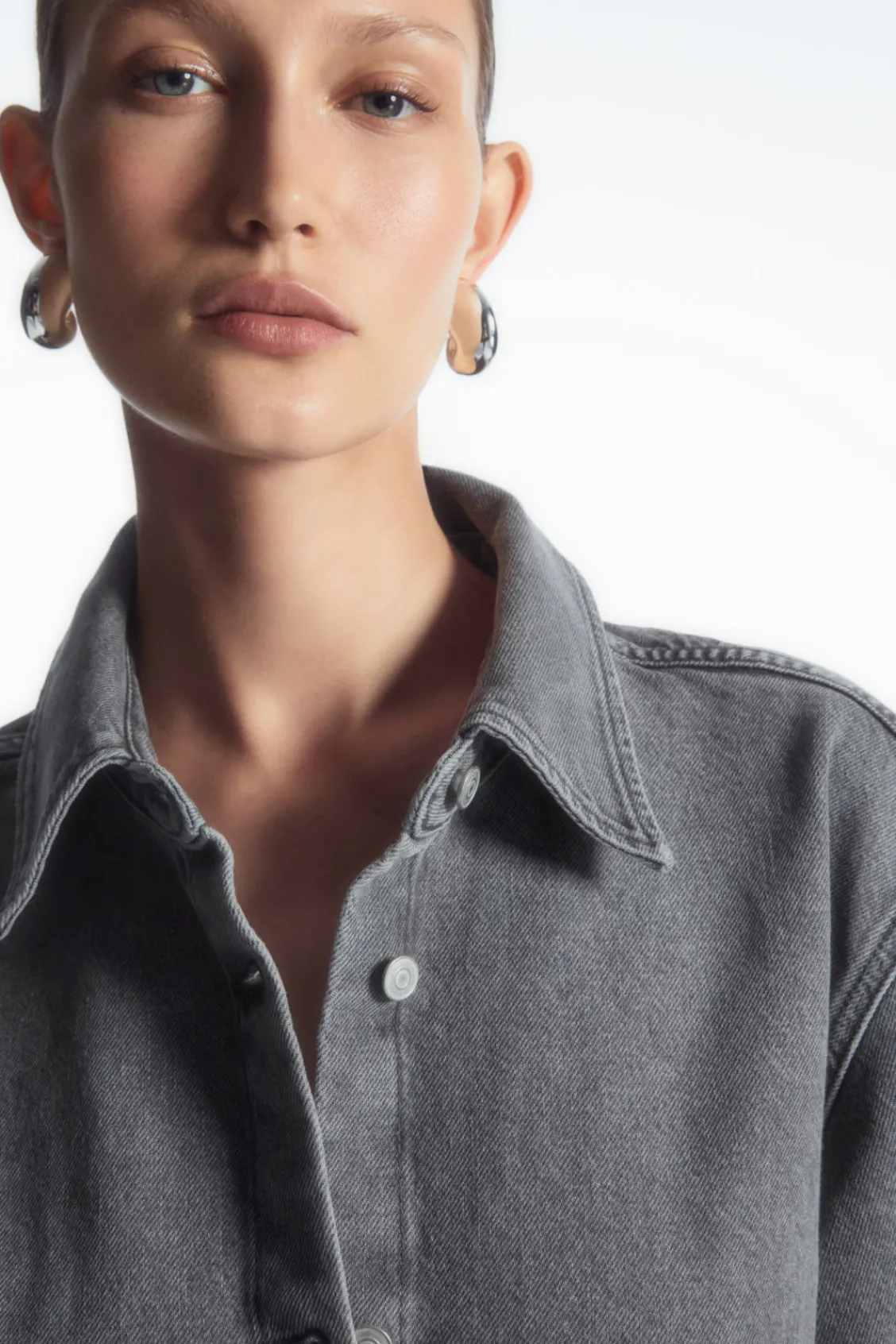 COS RELAXED SHORT-SLEEVED DENIM SHIRT-Women Shirts & Blouses | Tops