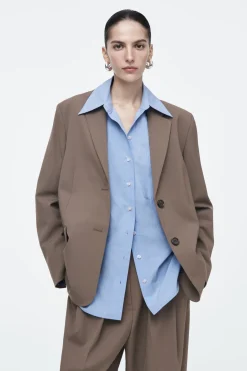 COS RELAXED SINGLE-BREASTED WOOL-BLEND BLAZER-Women Vests & Tailoring | Coats & Jackets