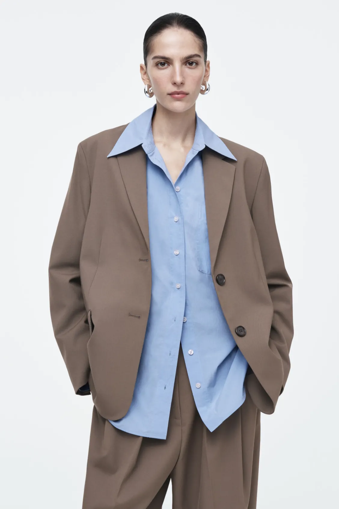COS RELAXED SINGLE-BREASTED WOOL-BLEND BLAZER-Women Vests & Tailoring | Coats & Jackets