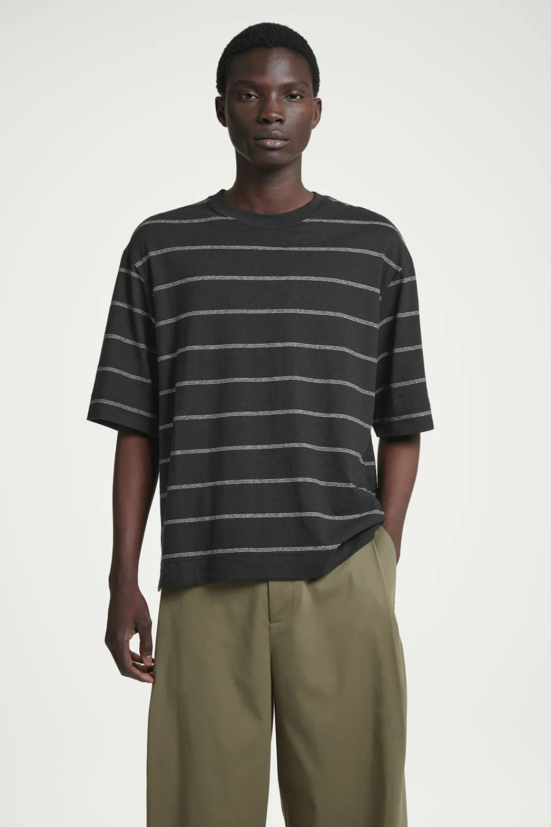 COS RELAXED STRIPED HEMP-JERSEY T-SHIRT- T-Shirts