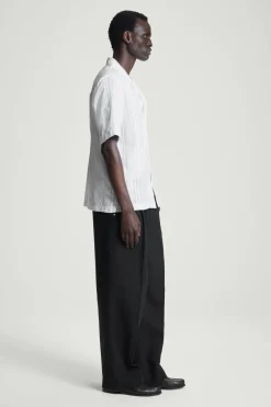 COS RELAXED STRIPE-JACQUARD COTTON SHORT-SLEEVED SHIRT- Shirts